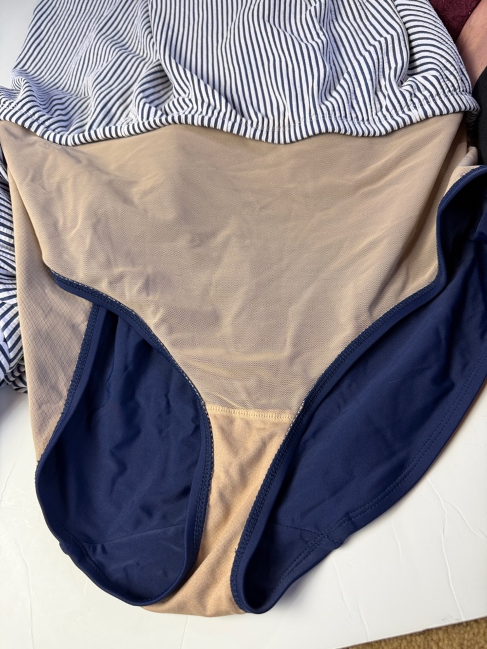 Swim by Cacique Striped Navy & White Two-Piece Skirt Set - Picture 14 of 14